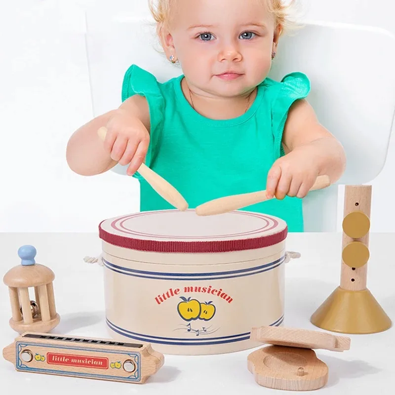 Holz-Xylophon-Trommelset für kleine Musiker, 18-teiliges Spielzeug – Bild 5