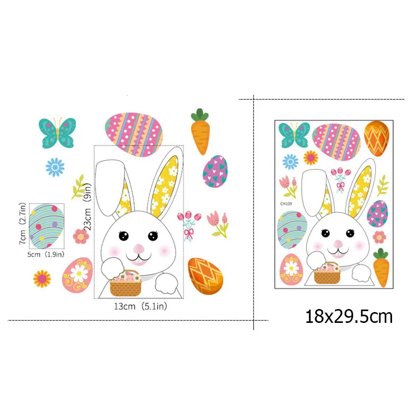 Fröhliche Osterdeko für das Zuhause: Hasenfenster-Aufkleber und Eier-Elektrostatiken – 1pcs Sticker D
