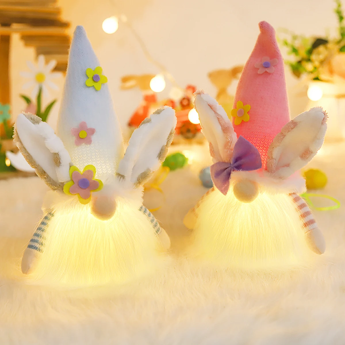 Bezaubernde Oster-Dekoration: Leuchtender Hase mit Gnom-Design – Bild 5