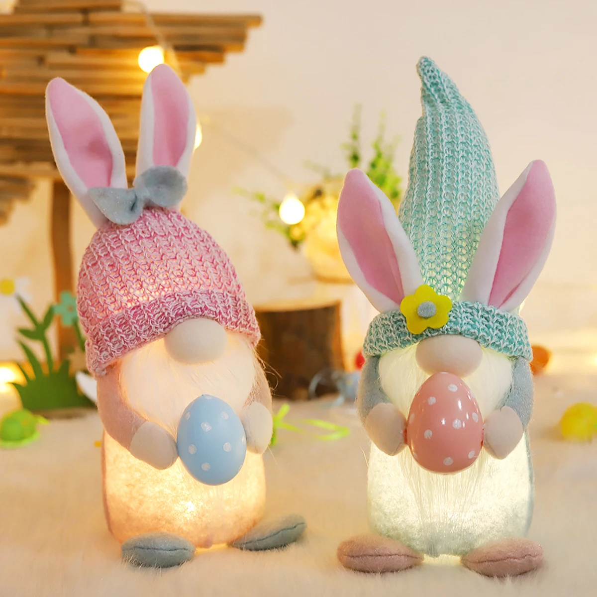 Bezaubernde Oster-Dekoration: Leuchtender Hase mit Gnom-Design