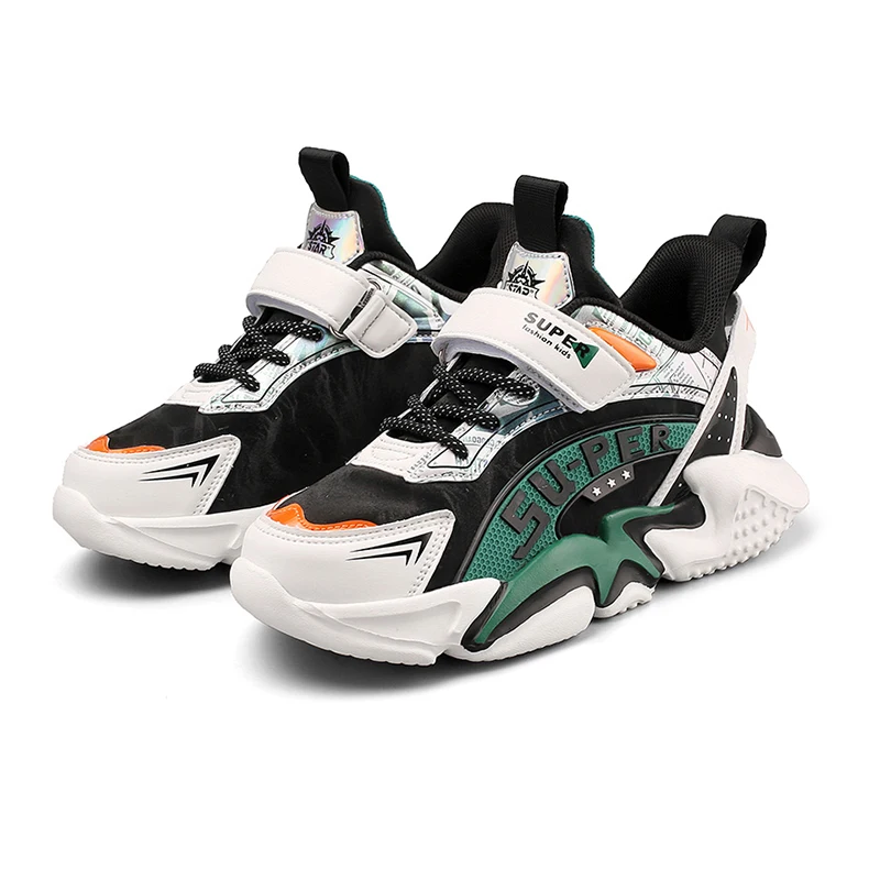 Klassische Jungen Sneaker für alle Jahreszeiten – Schwarz Grün – 33