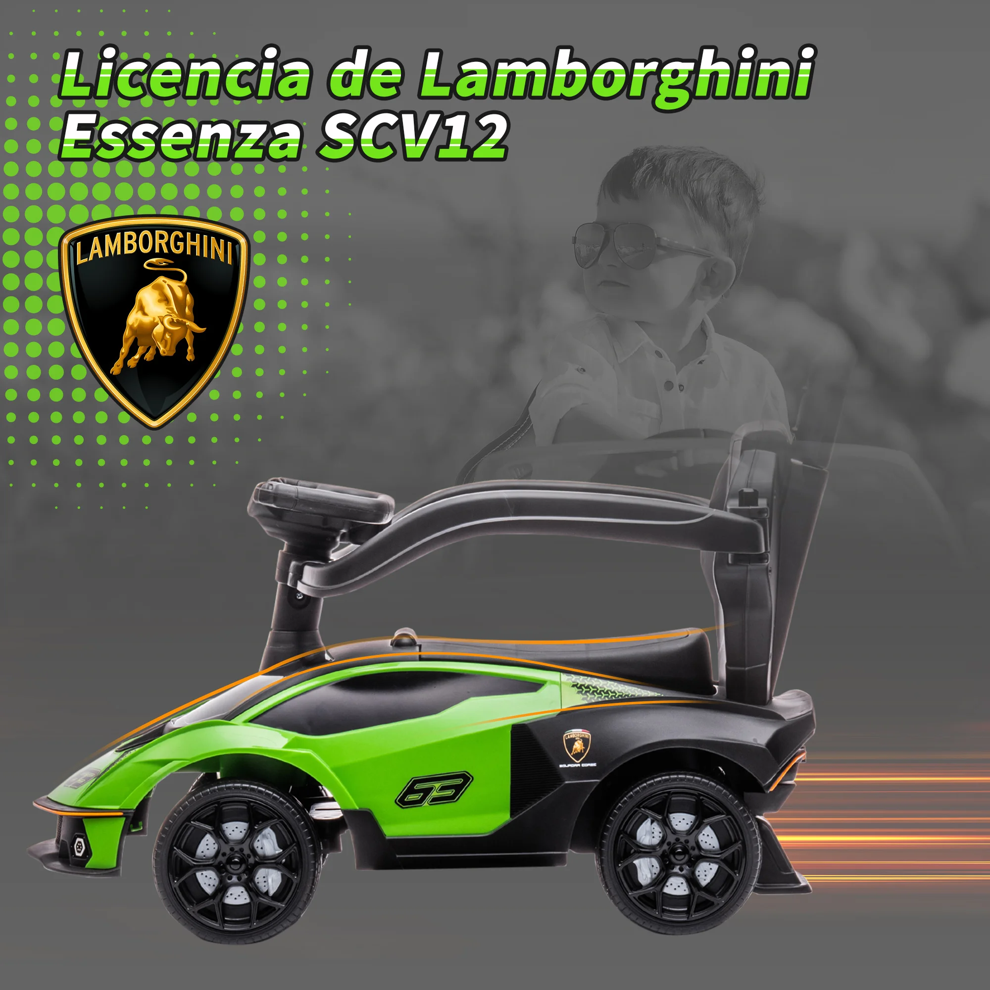 AIYAPLAY 2-in-1 Kinderfahrzeug Lamborghini für die Kleinsten (grün) – Bild 4