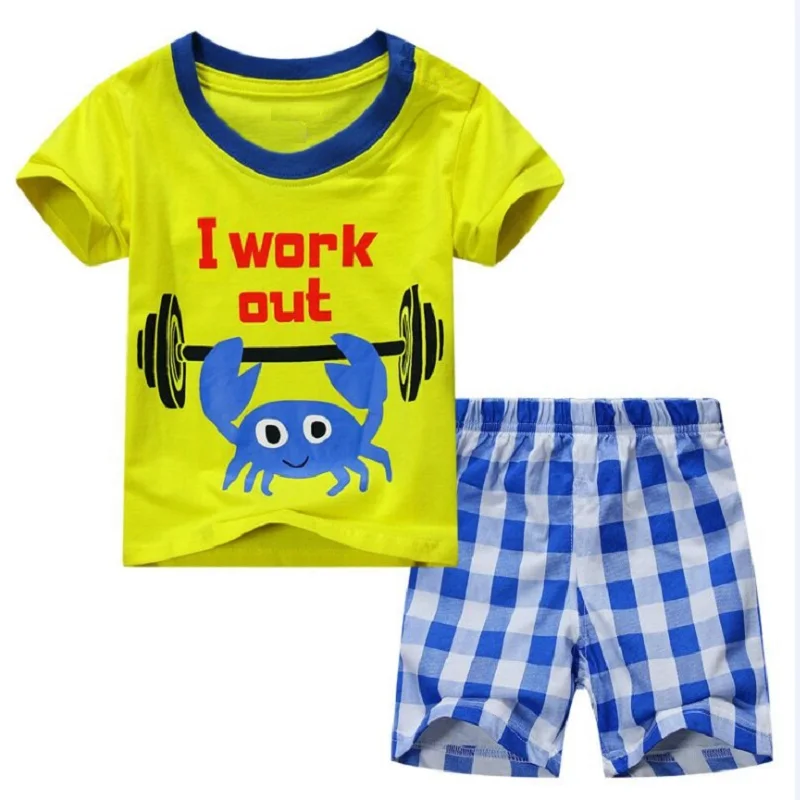 Kreative Baumwoll-Pyjamas mit Bagger für Jungen, Sommerlinun 2-7 Jahre – A39 , 3T