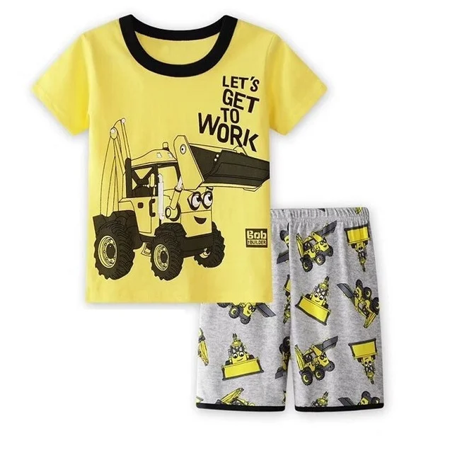 Kreative Baumwoll-Pyjamas mit Bagger für Jungen, Sommerlinun 2-7 Jahre – A38 , 2T