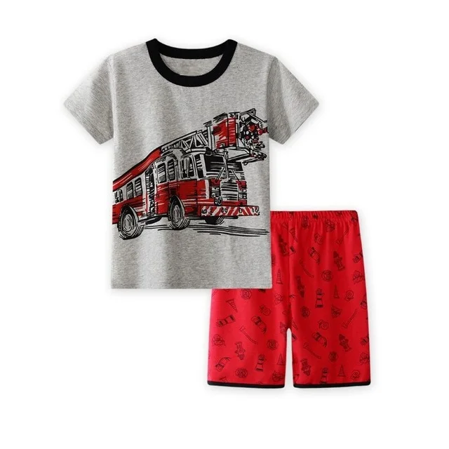 Kreative Baumwoll-Pyjamas mit Bagger für Jungen, Sommerlinun 2-7 Jahre – A34 , 7
