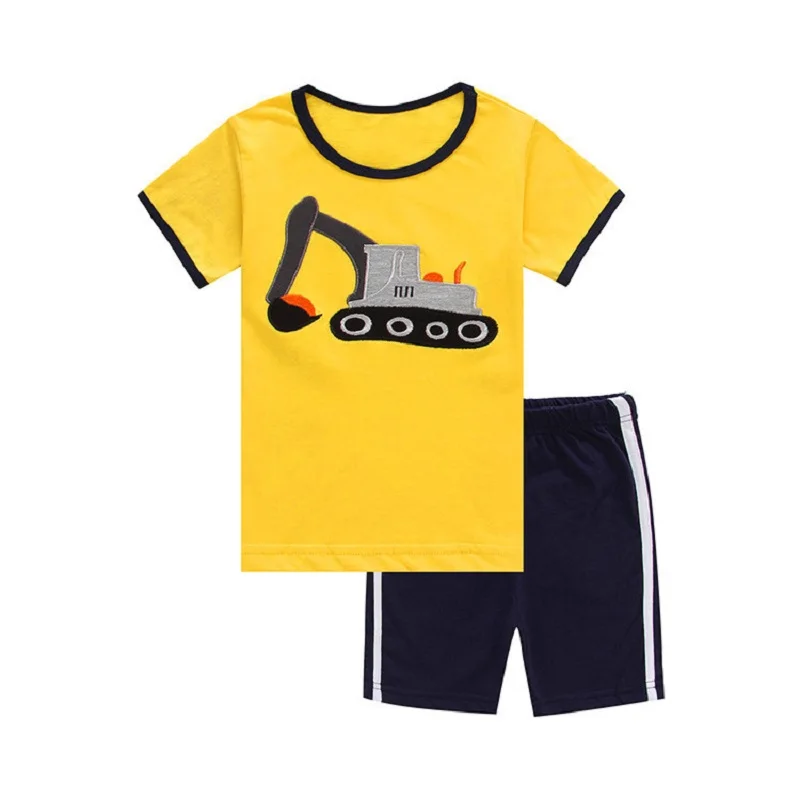 Kreative Baumwoll-Pyjamas mit Bagger für Jungen, Sommerlinun 2-7 Jahre – A32 , 5