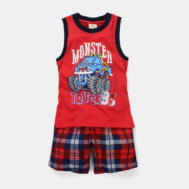 Kreative Baumwoll-Pyjamas mit Bagger für Jungen, Sommerlinun 2-7 Jahre – A26 , 3T
