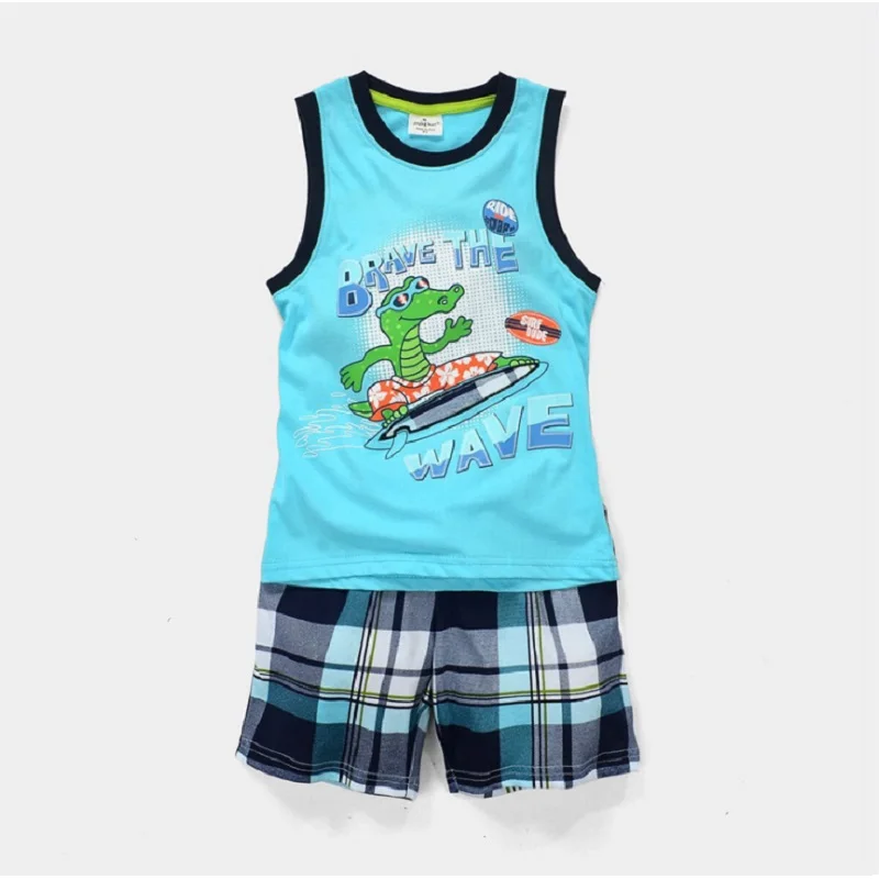 Kreative Baumwoll-Pyjamas mit Bagger für Jungen, Sommerlinun 2-7 Jahre – A24 , 4T