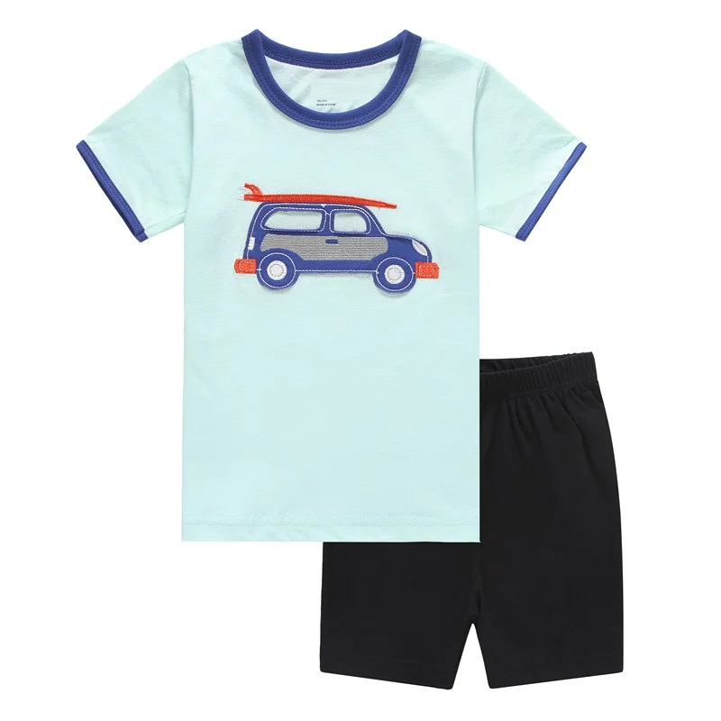 Kreative Baumwoll-Pyjamas mit Bagger für Jungen, Sommerlinun 2-7 Jahre – A18 , 3T