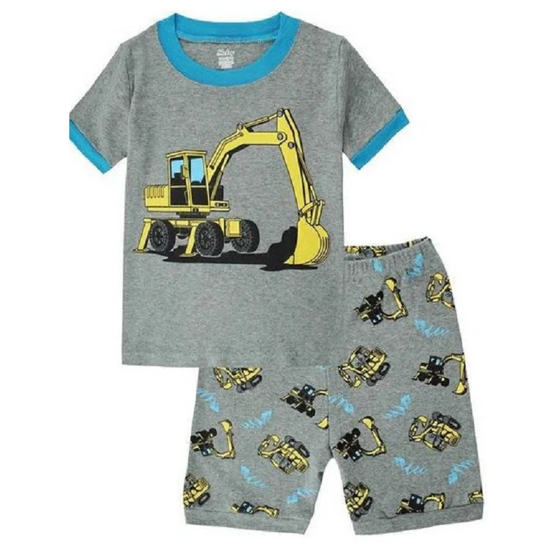 Kreative Baumwoll-Pyjamas mit Bagger für Jungen, Sommerlinun 2-7 Jahre – A13 , 5