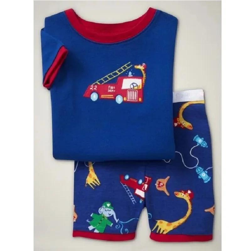 Kreative Baumwoll-Pyjamas mit Bagger für Jungen, Sommerlinun 2-7 Jahre – A10 , 2T