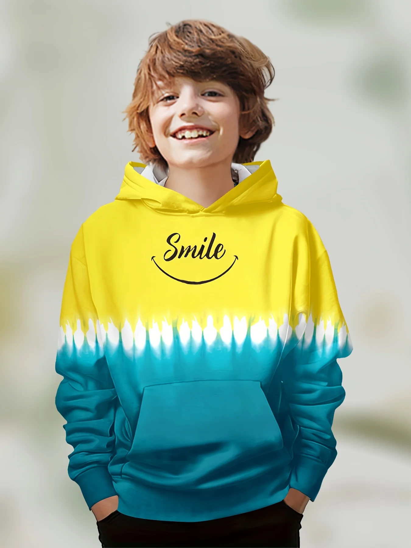 Gemütlicher Kinder-Hoodie mit 3D-Buchstaben für Jungen – S35LM7590 , 100