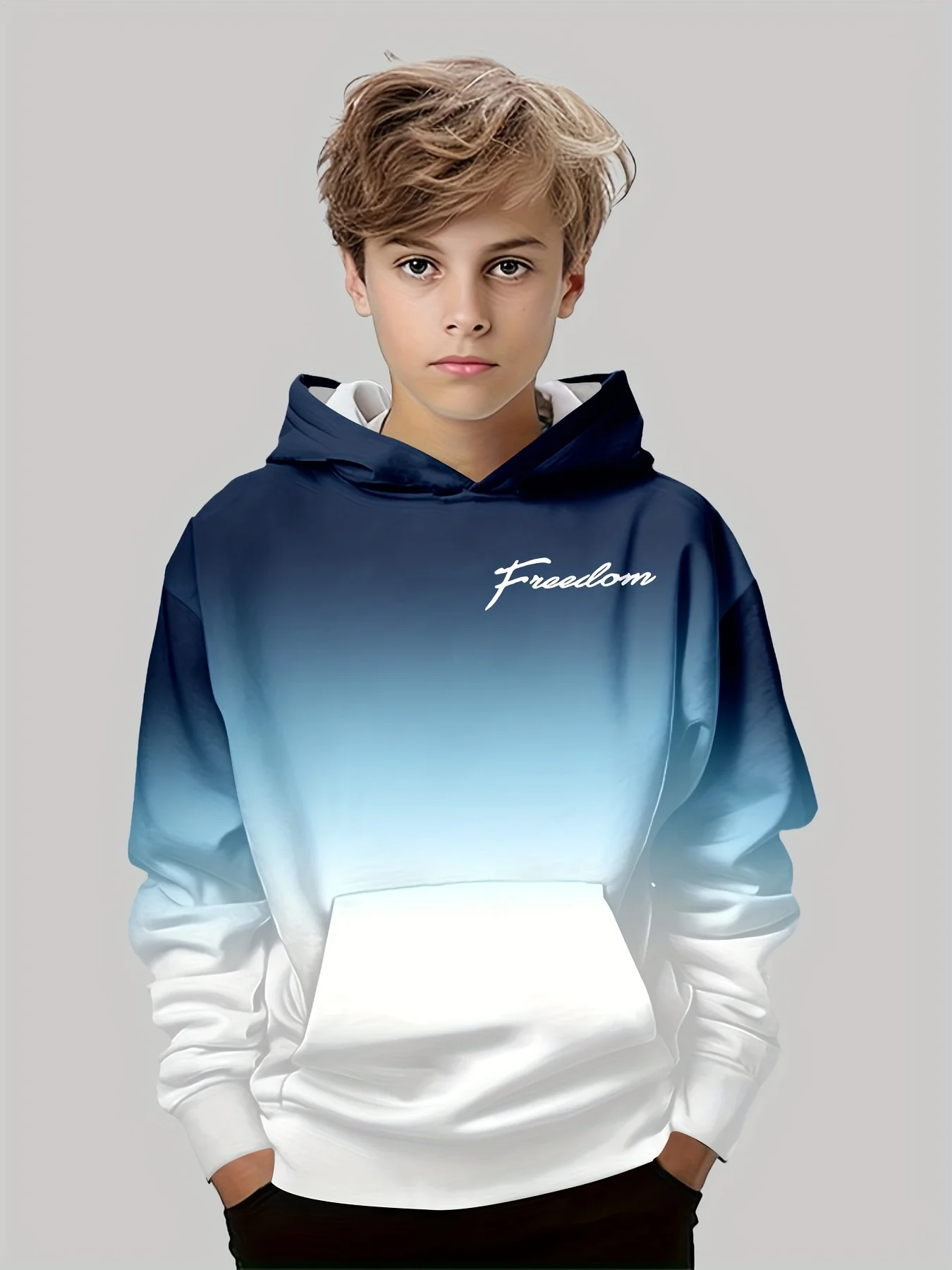 Gemütlicher Kinder-Hoodie mit 3D-Buchstaben für Jungen – S35LM7585 , 160