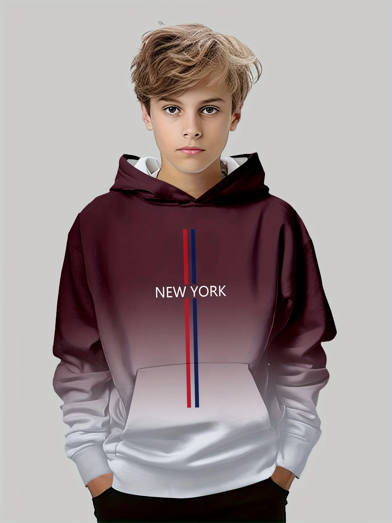 Gemütlicher Kinder-Hoodie mit 3D-Buchstaben für Jungen – S35LM7580 , 120