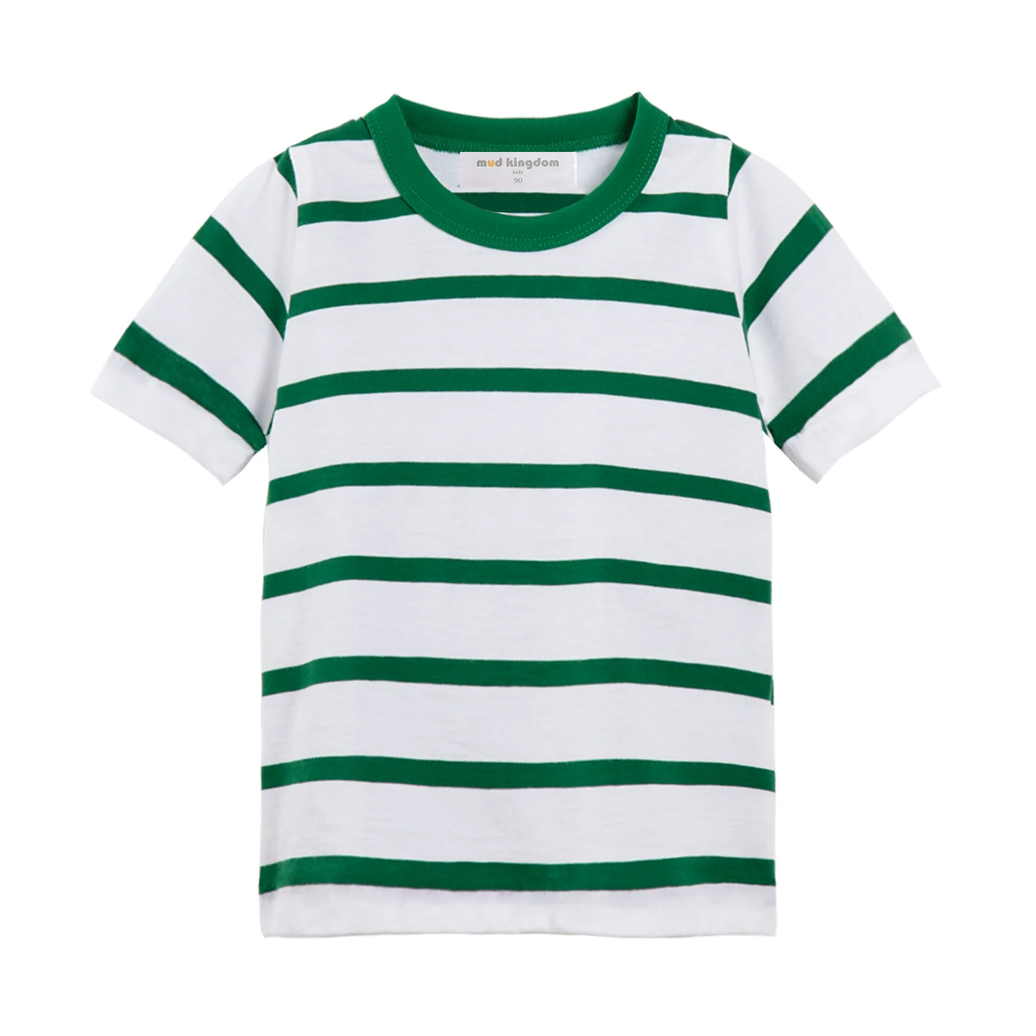 Bunt gestreiftes T-Shirt für Kinder in Regenbogenfarben – Green Striped , 5T