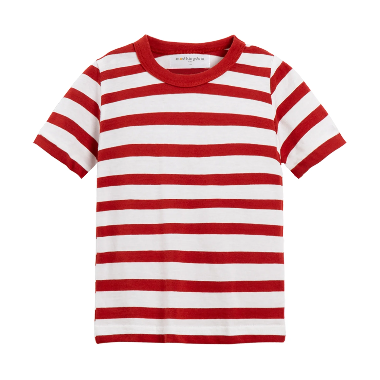 Bunt gestreiftes T-Shirt für Kinder in Regenbogenfarben – Red Striped , 6T