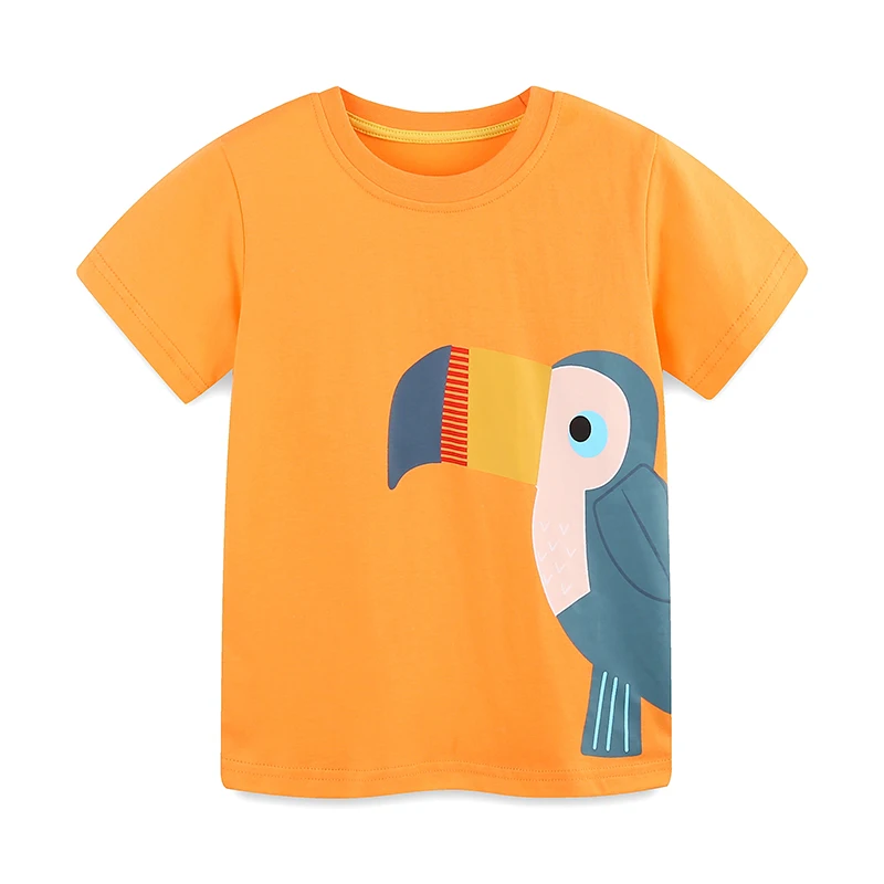 Unisex Sommer Baumwollshirts für Kinder mit Papageien-Design – 5442 photo , 3Y