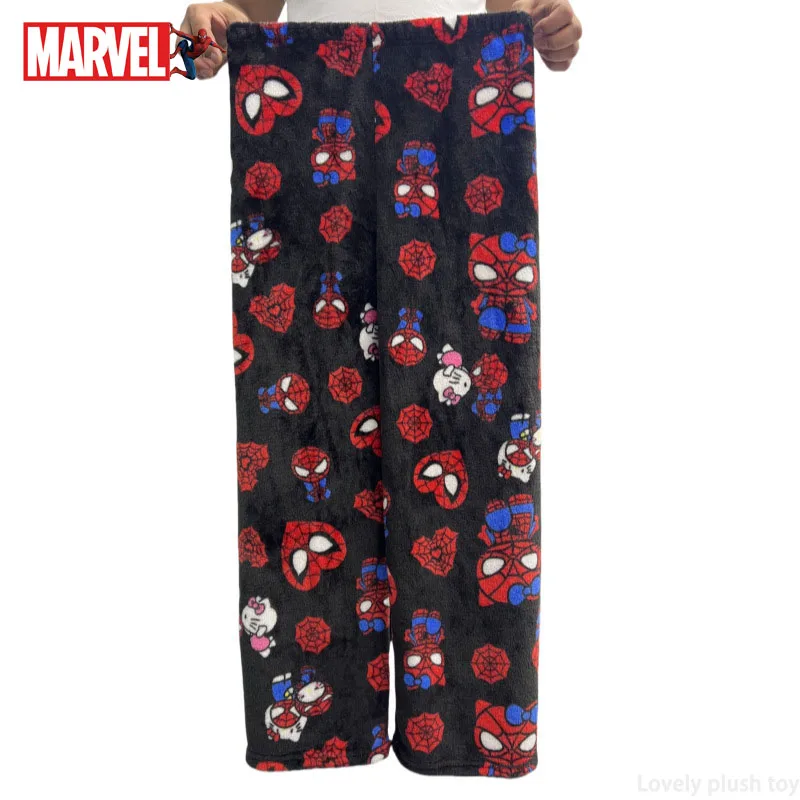 Disney Spider-Man Hello Kitty bequeme Damen-Pyjama-Hose für den Sommer – Flannel-L , XXL(70-85kg)