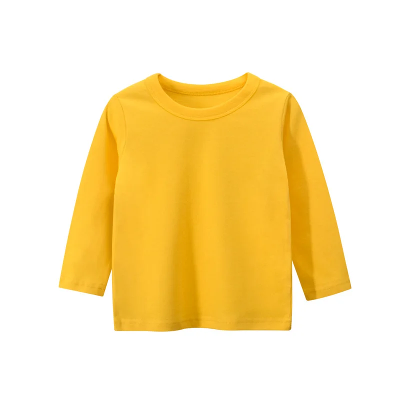 Bunte Baumwoll-T-Shirt für Kinder mit langen Ärmeln – Yellow , 2T-90CM