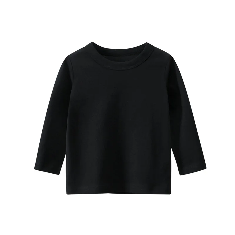 Bunte Baumwoll-T-Shirt für Kinder mit langen Ärmeln – Black , 2T-90CM