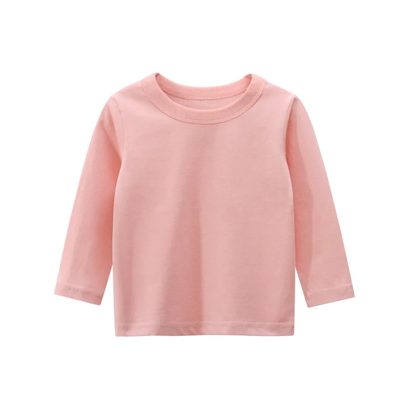 Bunte Baumwoll-T-Shirt für Kinder mit langen Ärmeln – Pink , 2T-90CM