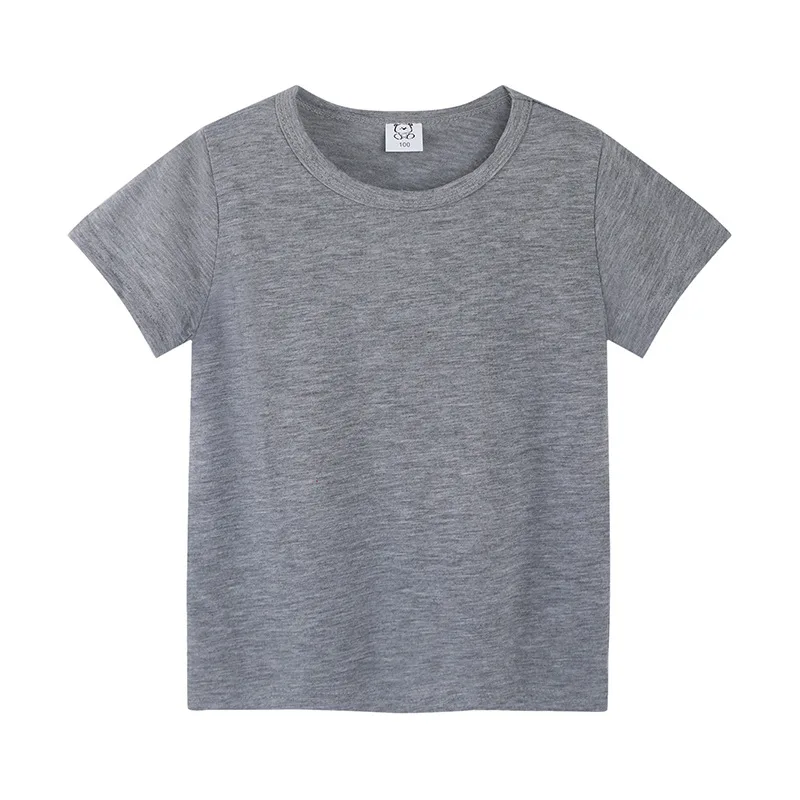 Bequeme kurzärmlige Baumwoll-T-Shirts für Kinder von 2-12 Jahren – Grey , 140(7-8T)
