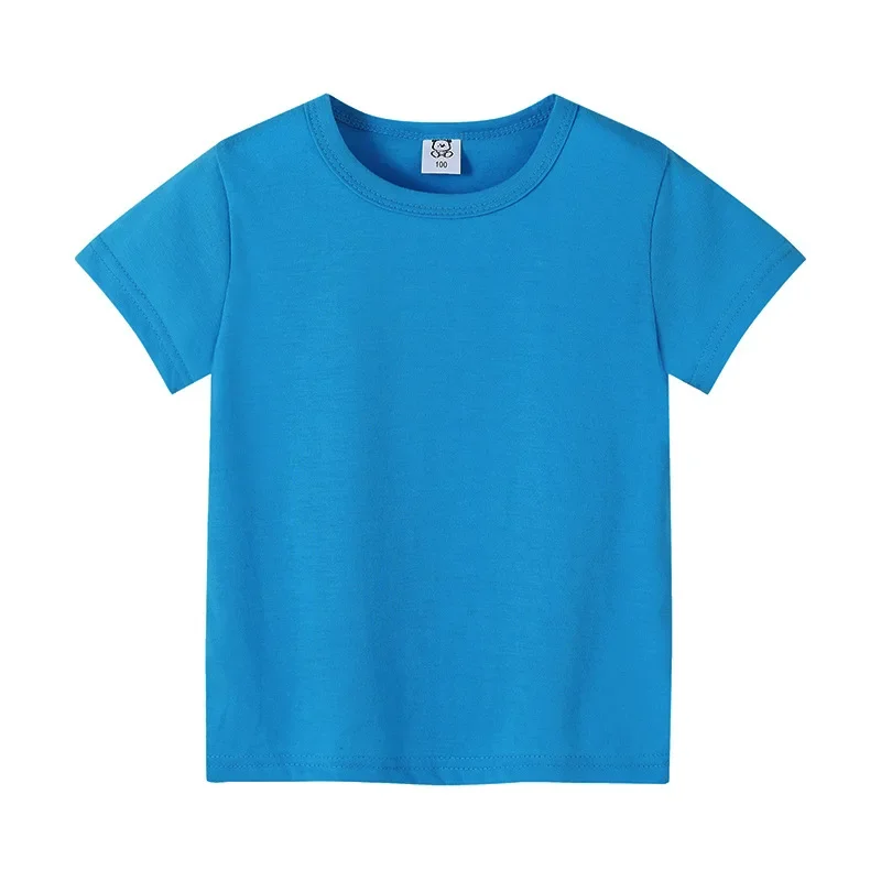 Bequeme kurzärmlige Baumwoll-T-Shirts für Kinder von 2-12 Jahren – Blue , 140(7-8T)