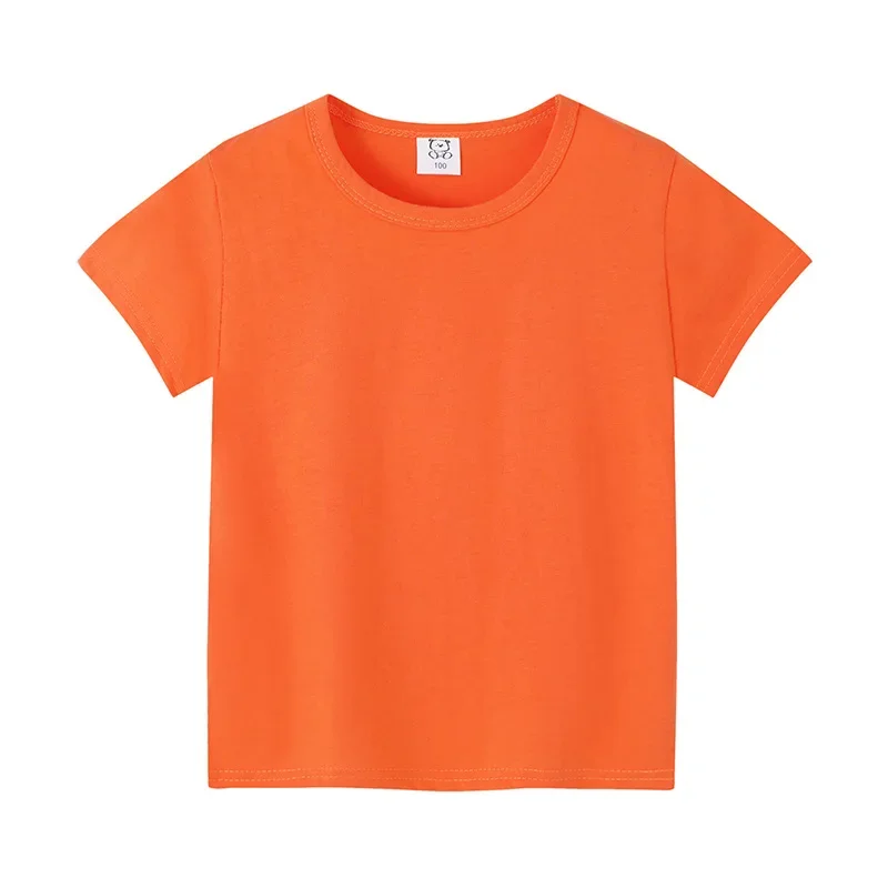 Bequeme kurzärmlige Baumwoll-T-Shirts für Kinder von 2-12 Jahren – Orange , 160(11-12T)