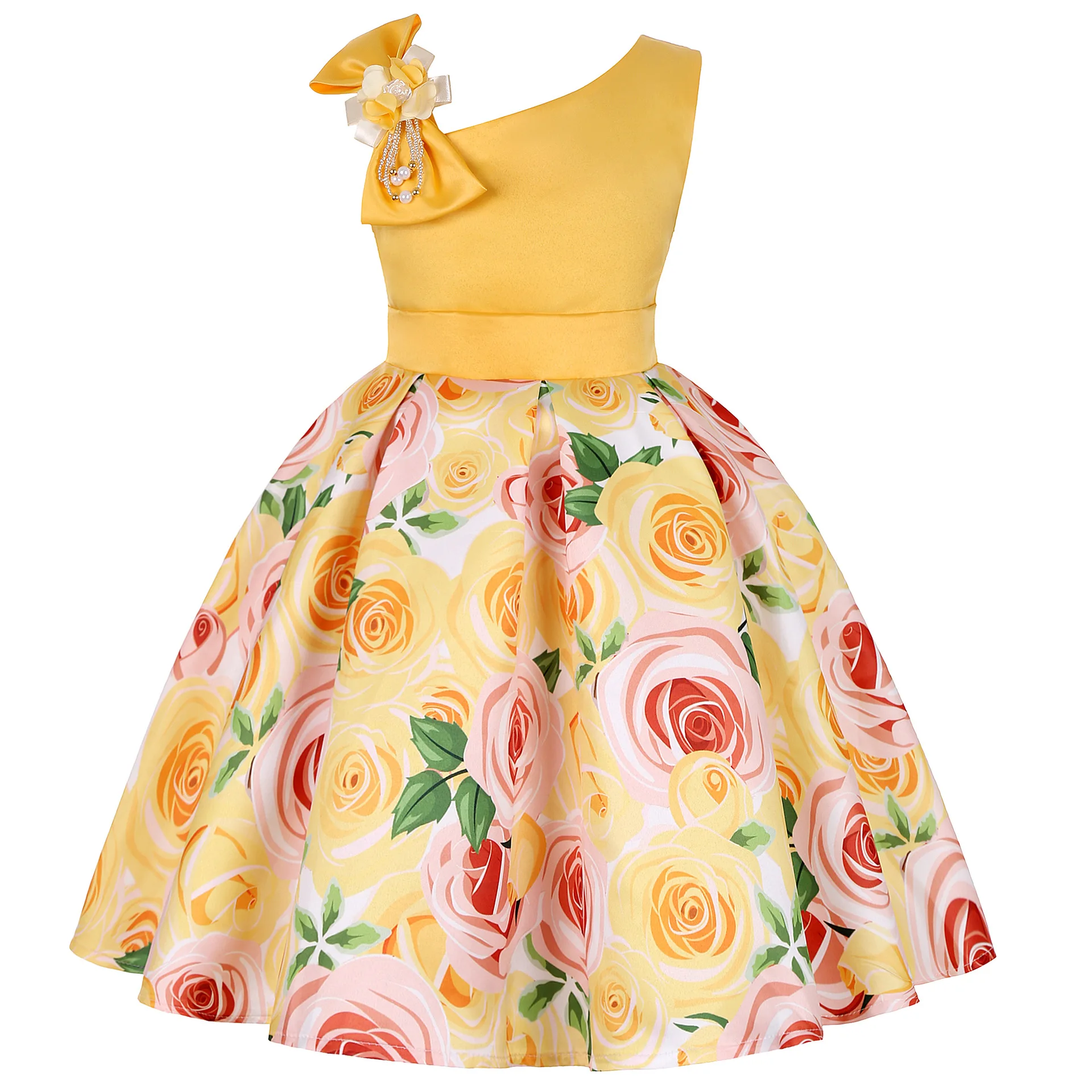 Blühendes Sommerkleid für kleine Prinzessinnen in Gelb – 9-10