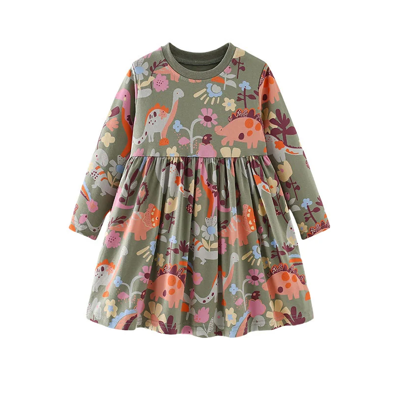 Verzauberte Prinzessinnenkleider mit Dinosaurier-Motiven für Kinder 2-7 Jahre – 6T