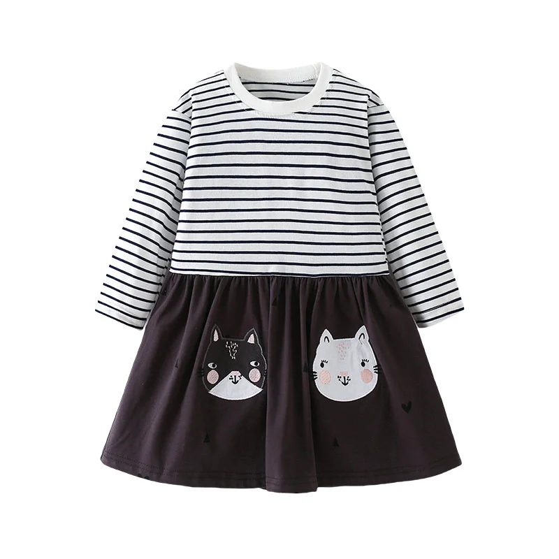 Prinzessin Dino Kleid für Mädchen aus Baumwolle mit langen Ärmeln – 6T