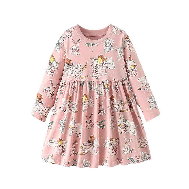 Mädchen Prinzessin Kleid aus Baumwolle mit langen Ärmeln – 6T