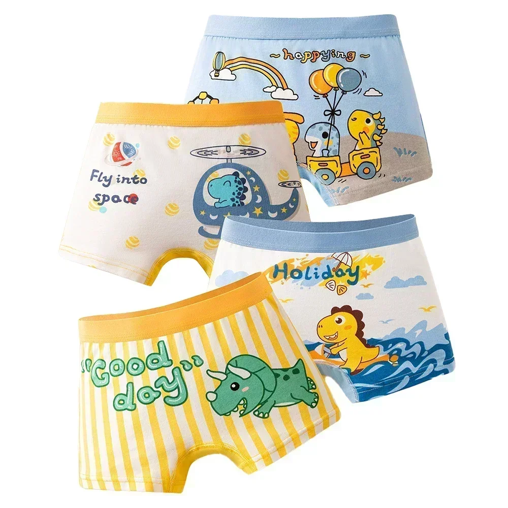 Boys Unterwäsche: 4er Set Dinopter Boxer Shorts aus Baumwolle – 1043 , XL(22.5-27.5KG)