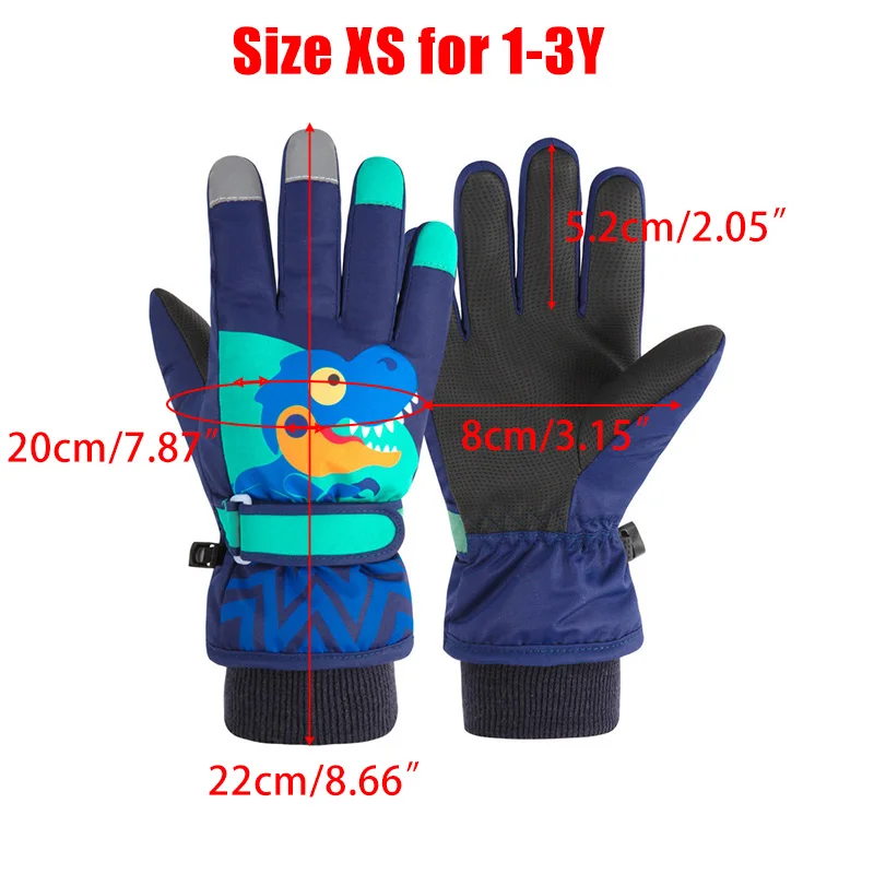 Wärmende Kinderhandschuhe für den Winter mit Fleecefutter – Navy Blue-XS