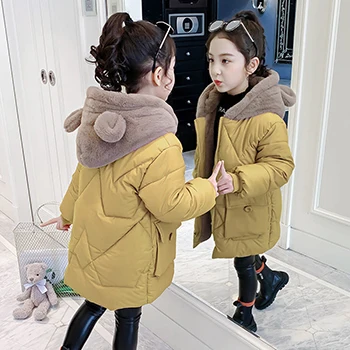 Gemütliche Winterjacke für Mädchen mit Kapuze und Reißverschluss – As The Picture-200001438 , 3T-4T(Size110)