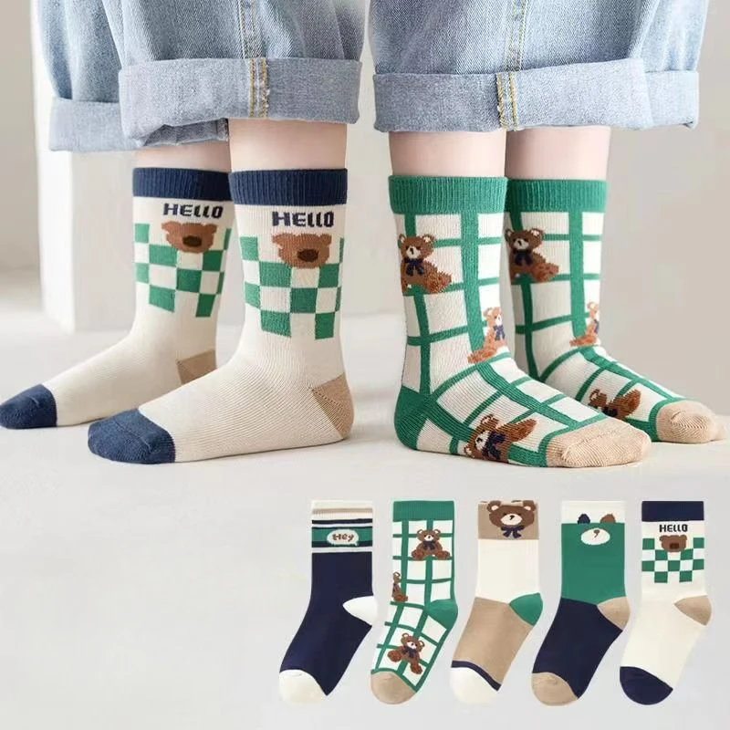 Niedliche Dinosaurier-Socken für Kinder – 5 Paar Set – K , XL (9-14 years old)