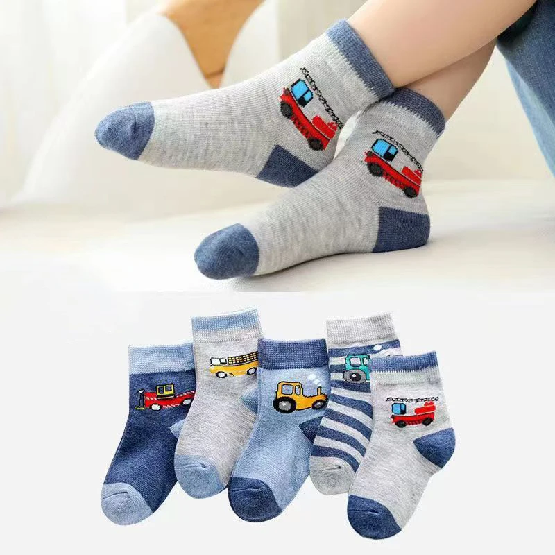 Niedliche Dinosaurier-Socken für Kinder – 5 Paar Set – H , S (0-2 years old)