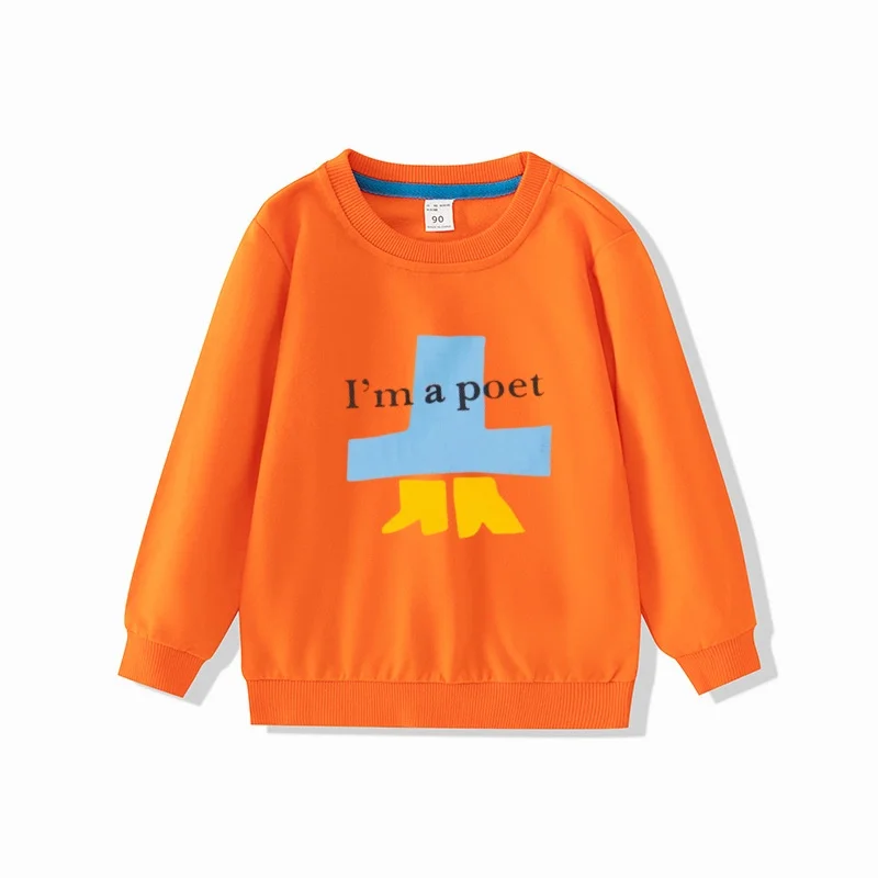 Herbst Pullover für Kinder mit langen Ärmeln und fröhlichen Motiven – Orange , 2T (80-90cm)