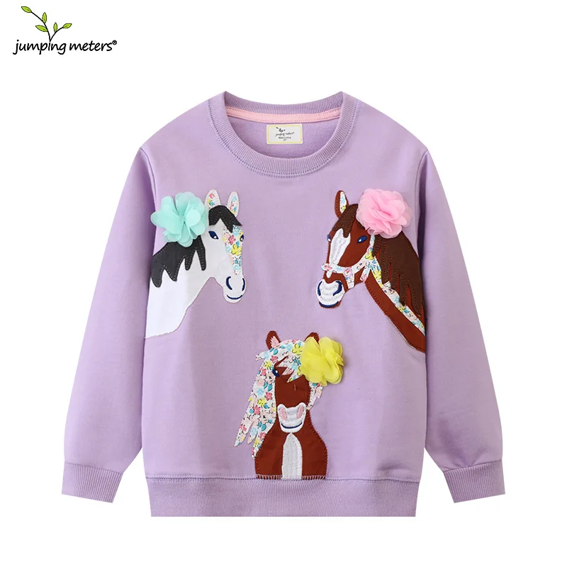 Herbstfröhliche Sweatshirts für Mädchen mit Pferdeapplikation – T3205 , 2T
