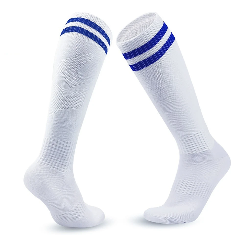 Loogdeel Kinder Fußballkompressionssocken – Bunt und Bequem – A–White blue , 35-45