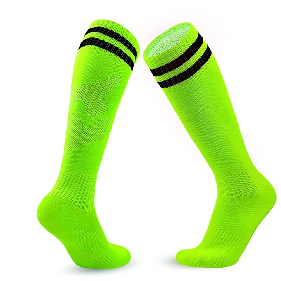 Loogdeel Kinder Fußballkompressionssocken – Bunt und Bequem – A–Fluorescent green , 26-34