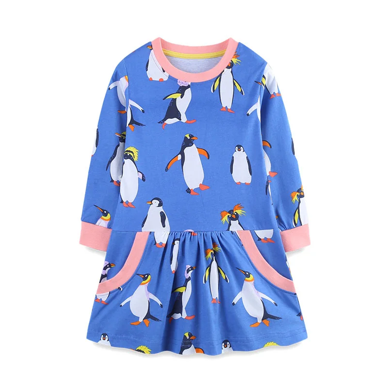 Prinzessinnenkleid für Mädchen mit langen Ärmeln und Taschen – 3T