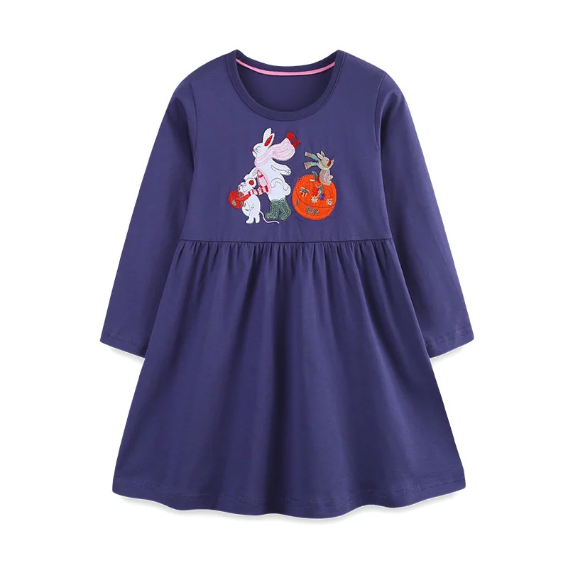 Mädchenprincessenkleid mit langen Ärmeln und Taschen – 5T