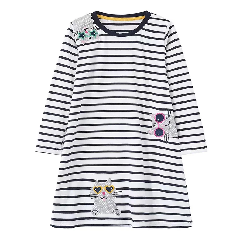 Prinzessinnenkleid für Mädchen mit gestreiftem Marienkäfer-Muster – T7286 , 7T