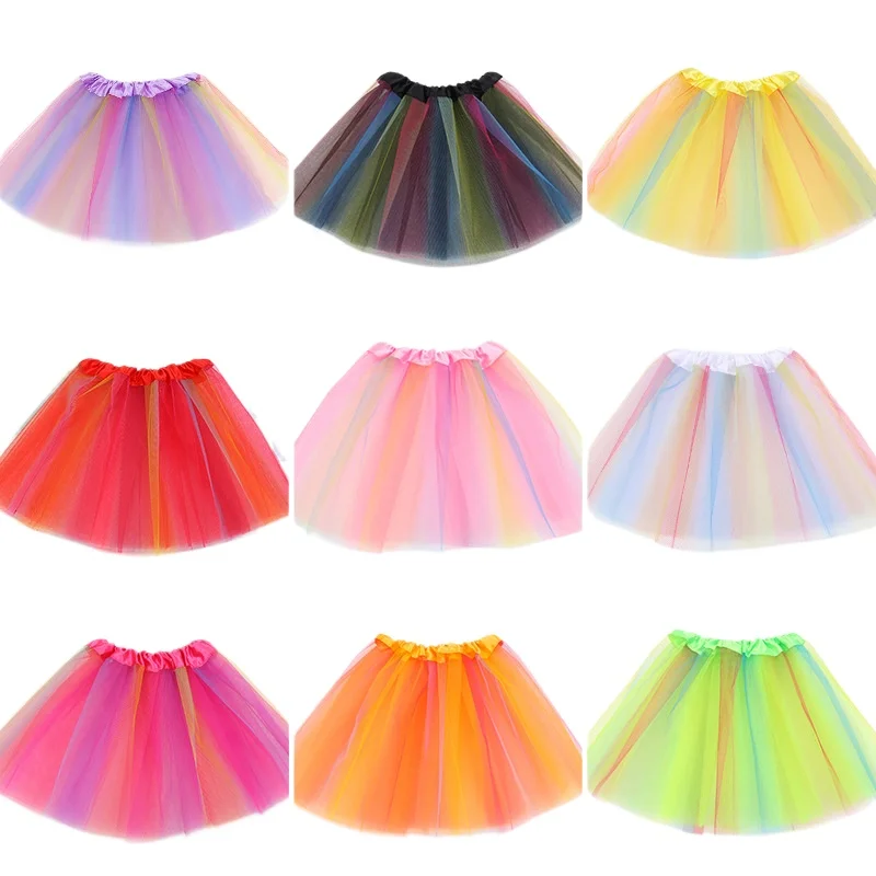 Bunter Regenbogen Tutu-Rock für kleine Tänzerinnen anschnallen