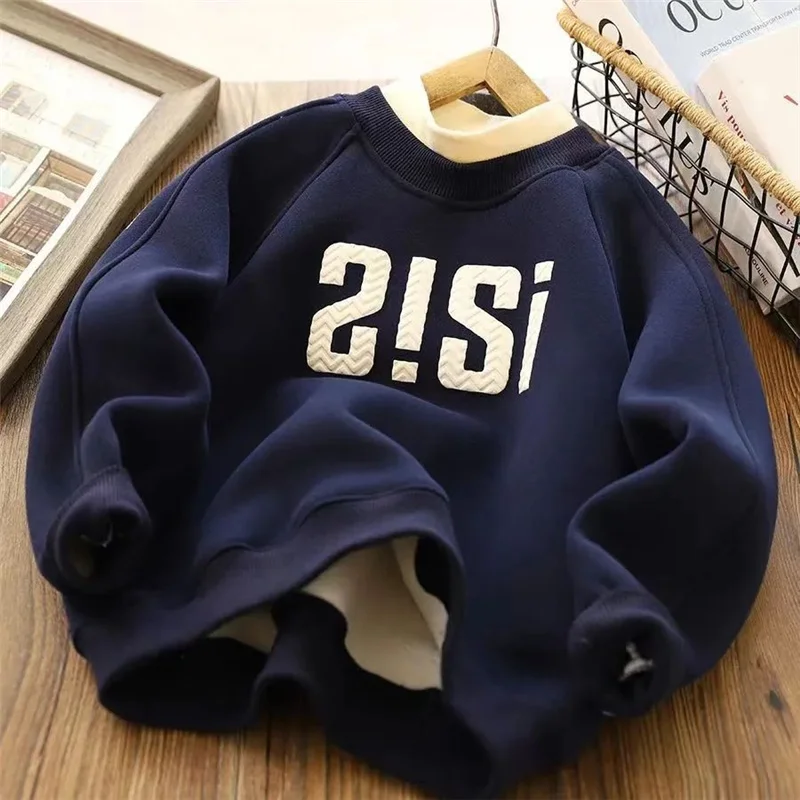 Wärmer Hoodie für Kinder: Dicke Kapuzenjacke für den Winter – Navy , 6T(Size 130)