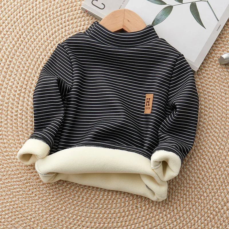 Gemütlicher gestreifter Rollkragenpullover für Kinder im Winter – F27424B , 6T(Size 130)