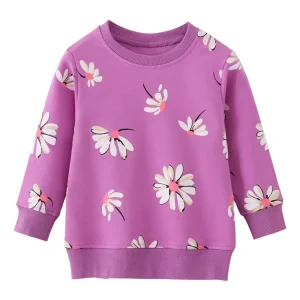 Mädchen Sweatshirt in Lila mit Blumenmotiv für den Alltag