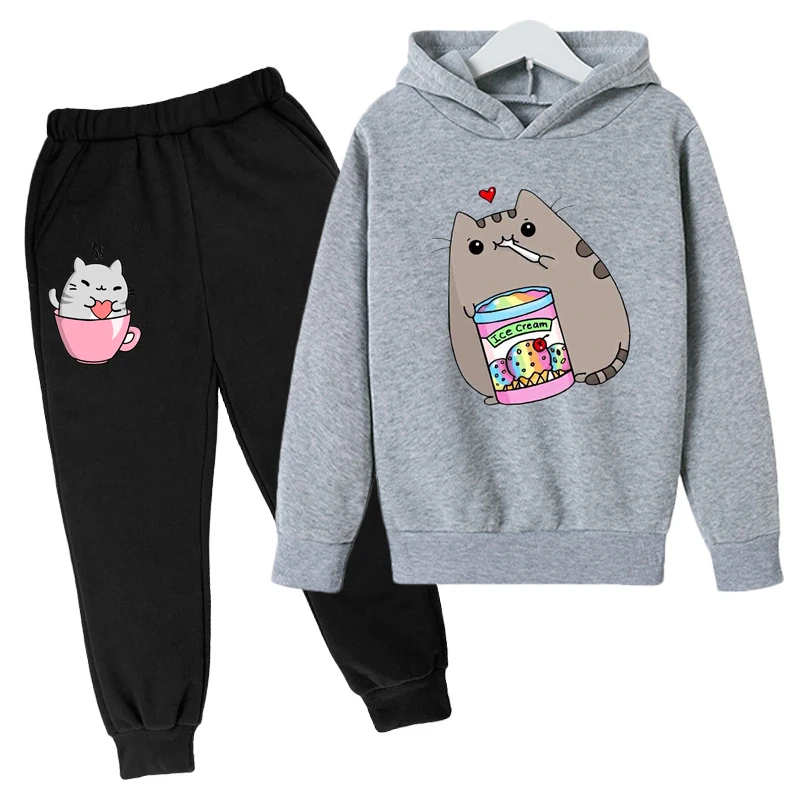 Kawaii Hoodie mit niedlichem Nutella-Katzen-Motiv für Kinder – 30 , 9-10T