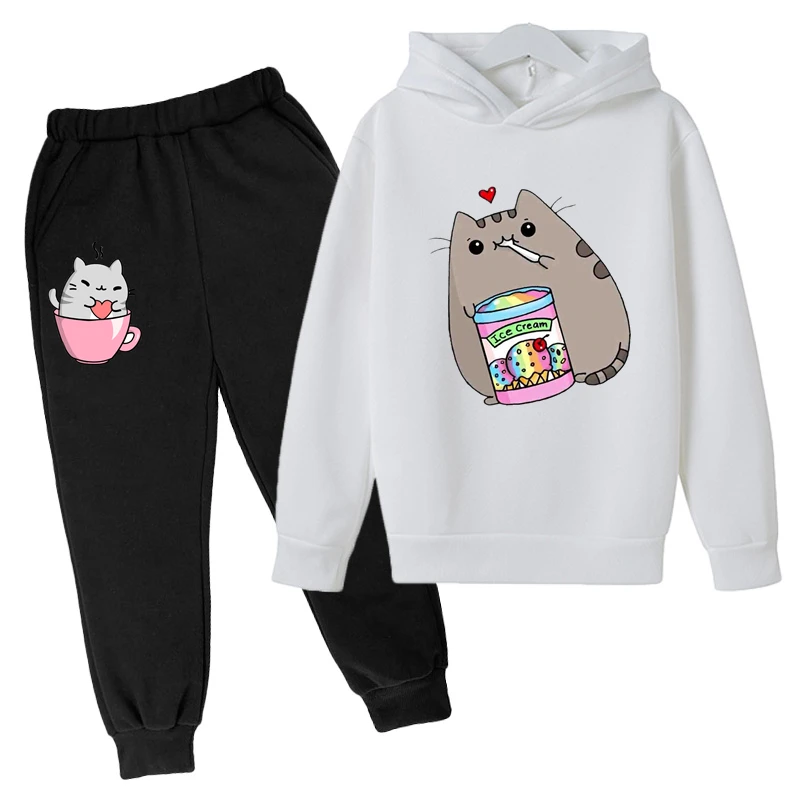 Kawaii Hoodie mit niedlichem Nutella-Katzen-Motiv für Kinder – 29 , 5-6T